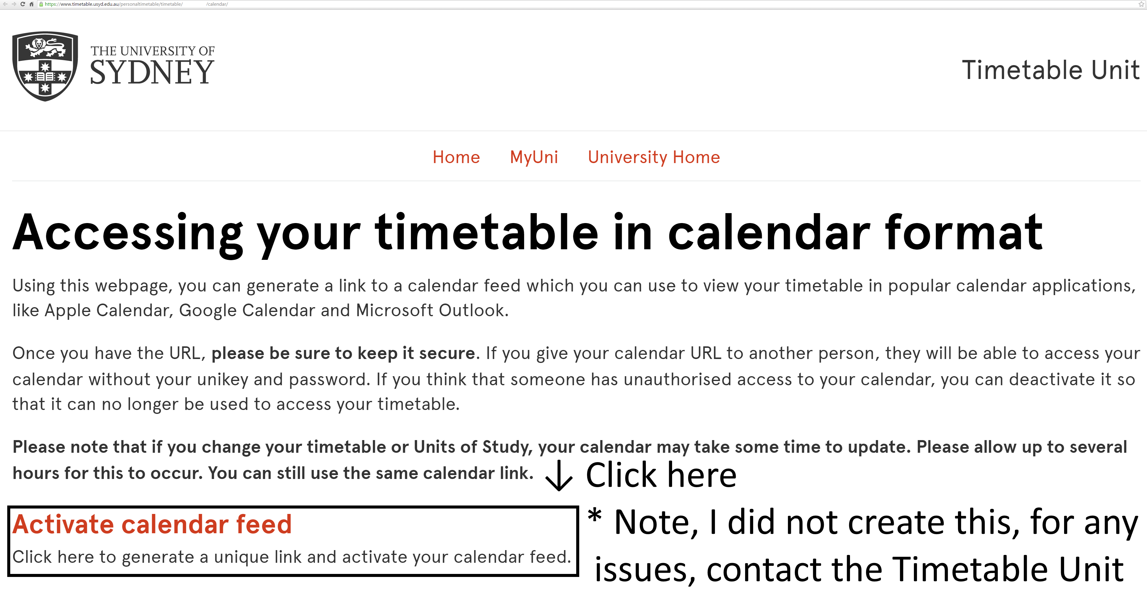 USyd Calendar Exporter